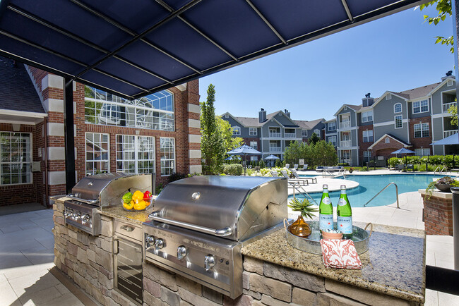 Poolside grill and chef's kitchen - Lake Clearwater Apartments