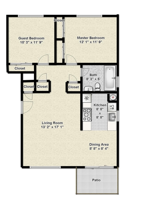 2HAB/1BA - Green Acres Apartments