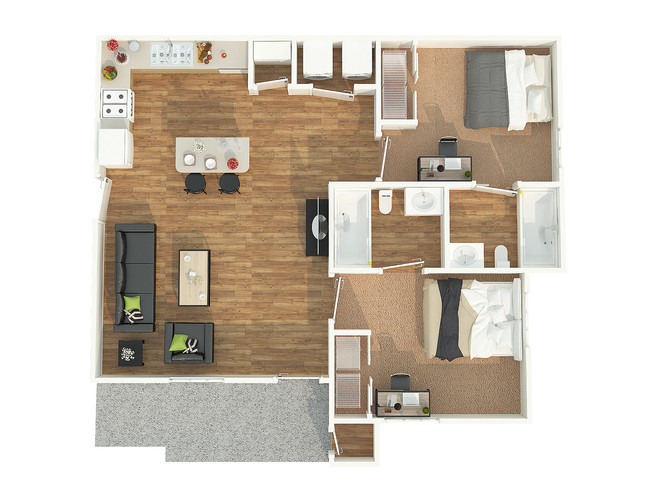 Plano de planta de dos habitaciones - Stadium Park