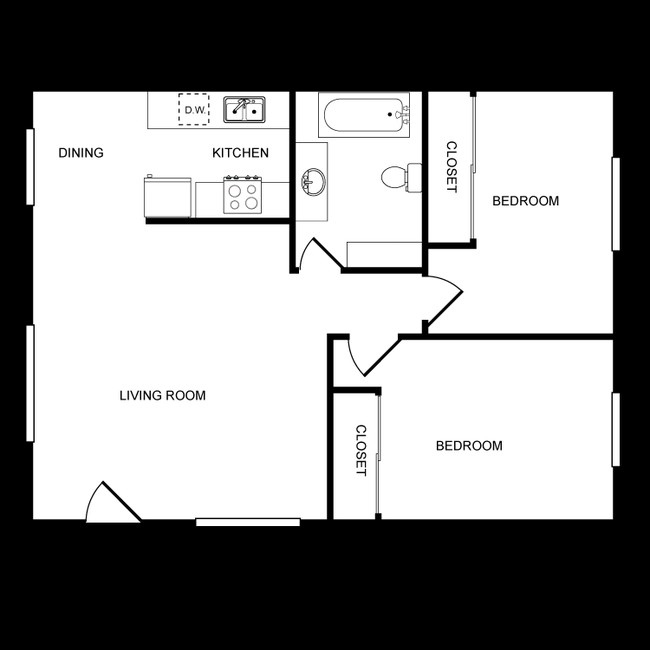 2BR/1BA - Highland View Apartments  