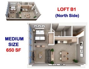 Loft B1 - 650 SF (North Side) - Panorama Tower