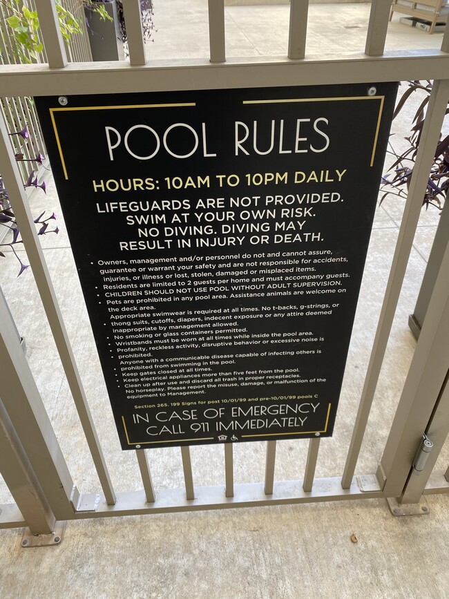 pool rules - 100 N Santa Rosa St