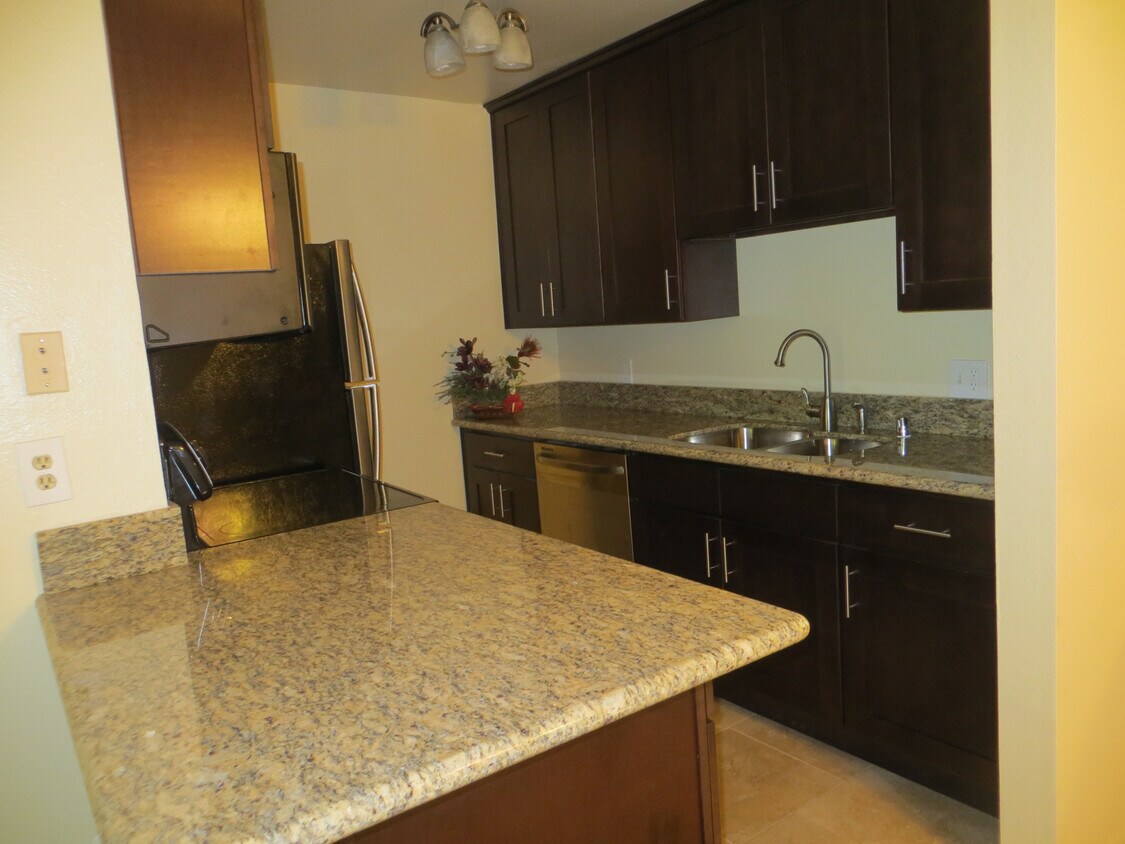 Kitchen has granite and newer cabinets, stainless appliances and sink. - 3602 W Estates Ln