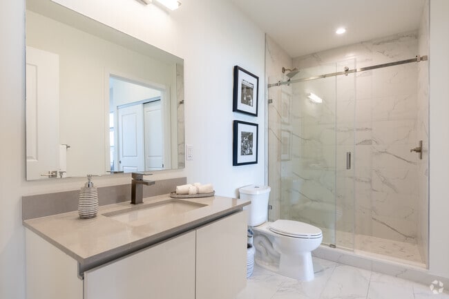 1BR, 1BA - 859SF - Primary Bathroom - Slate