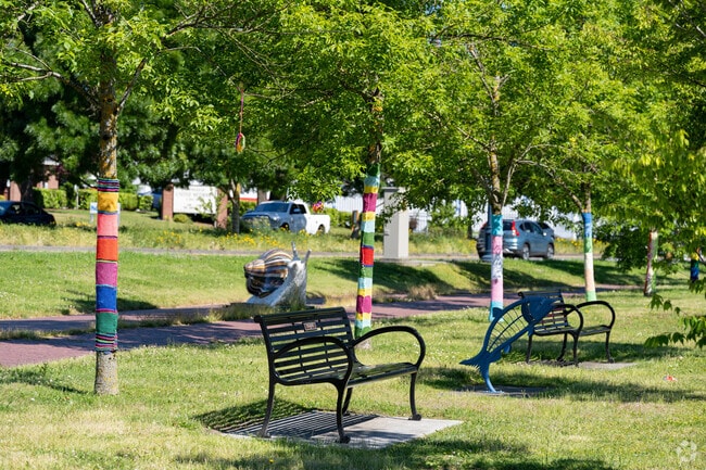 Art and seating along the Interurban Trail