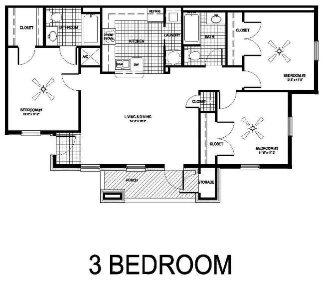 3BR/2BA - Oakleaf Estates Apartments