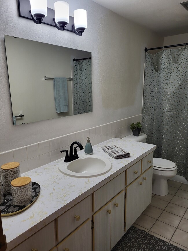 Spacious bathroom with new overhead lighting, faucets, door pulls and more - 941 Buena Vista Dr