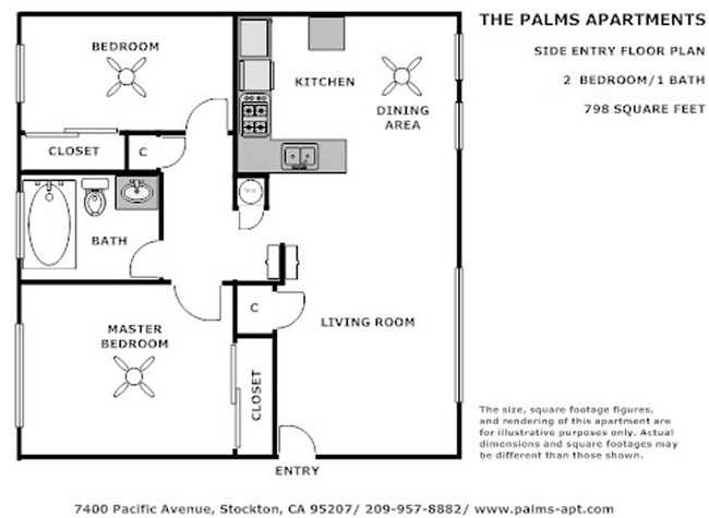 2BA/1BR Upstairs Level - Palms Apartments