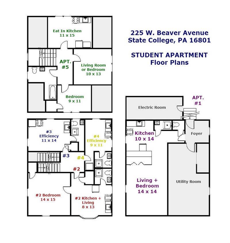 Plano de las unidades n.° 3 y n.° 4 - 225 W Beaver Ave