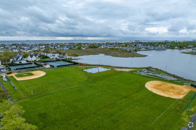 Griffin Park in Monmouth Beach features baseball diamonds and a waterfront playground.