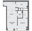 1 Bed/1 Bath Den-B-1G