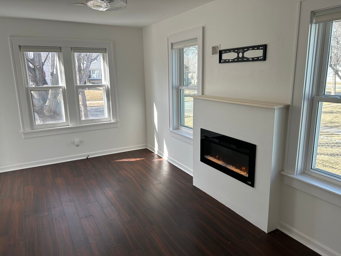 Living room. Electric fireplace. - 5617 37th Ave S