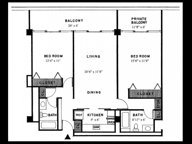 2BR/2BA - Lakeshore Towers