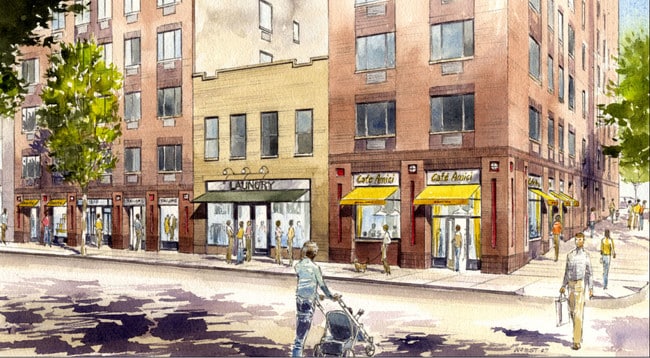 Retail View Rendering - The Emmerson Apartments