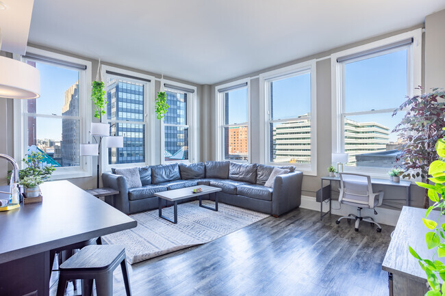 2BR, 1BA - 1105SF - Living Room - The Fleming Building