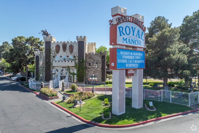 Letrero de oficina de arrendamiento y propiedad - Sportsman's Royal Manor