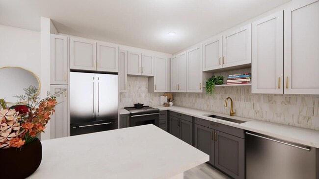 At Modera University Park, premium collection homes feature two-tone cabinets and upgraded fixtures and finishes. - Modera University Park