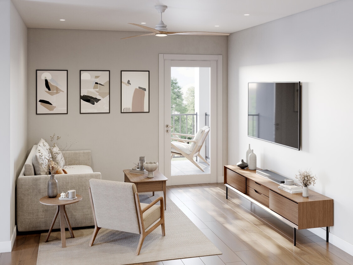 Living room of a 2 BR - Madison View Apartments