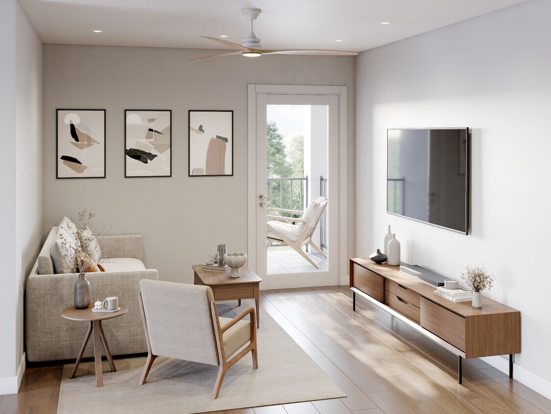 Sala de estar de un apartamento de 2 habitaciones - Madison View Apartments