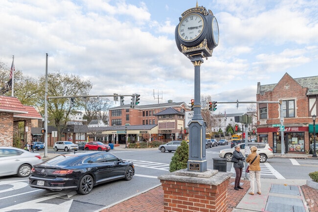 Depot Square and Main Street converge at Tuckahoe's clock.