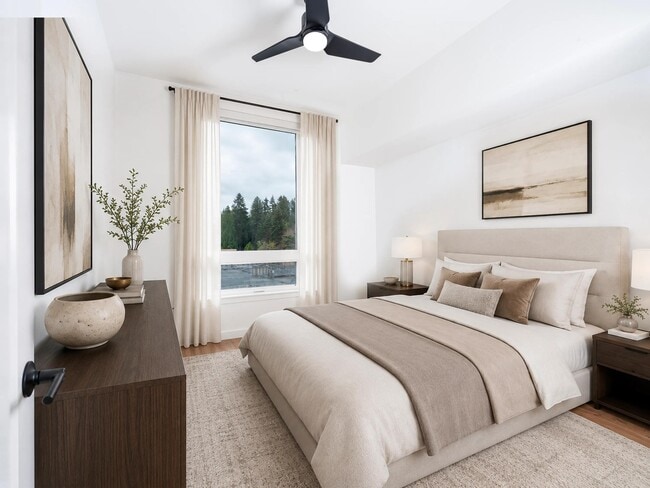 Primary bedroom with soft natural light, tailored finishes, and a calm layout designed for rest and a comfortable daily rhythm. - Modera Bridle Trails
