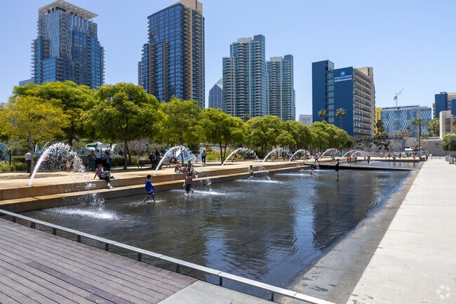 Waterfront Park is the number one park for San Diego with fountains, playgrounds, and fields.