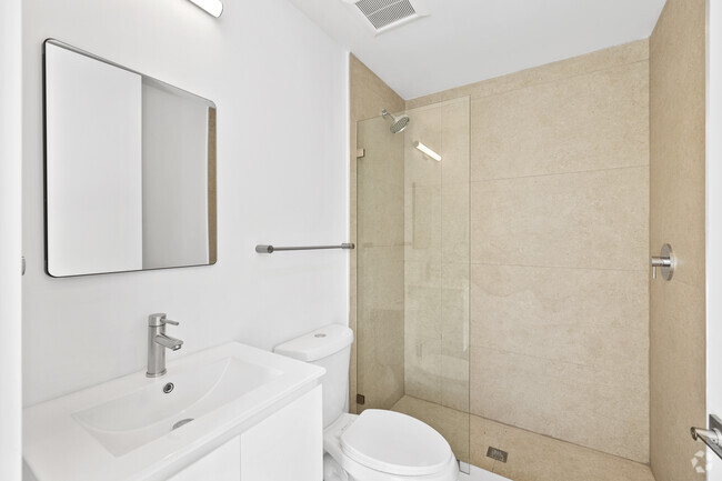 2BR, 2BA - 640 SF - Bathroom - Saffron Apartments