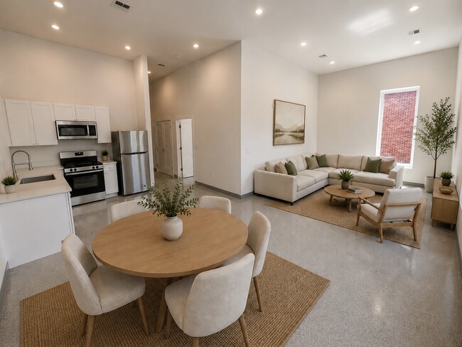 2BR, 2BA - 925SF - Kitchen & Living Room - Isobel Lofts-RENT SPECIALS
