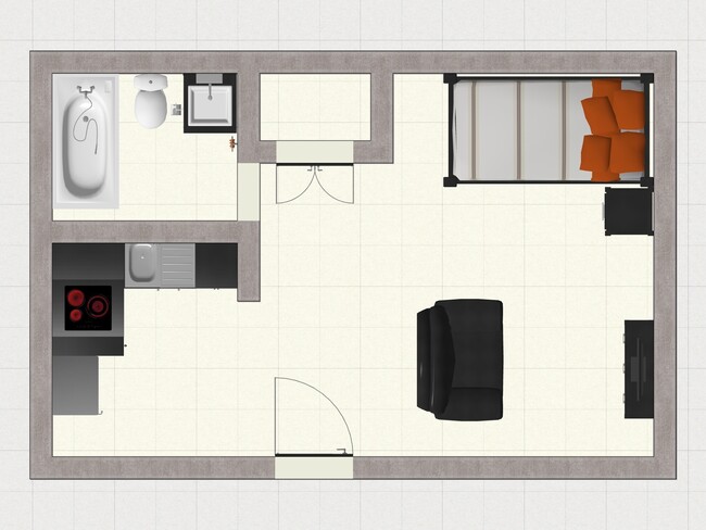 El Madrid Studio Floor Plan 2D - El Madrid