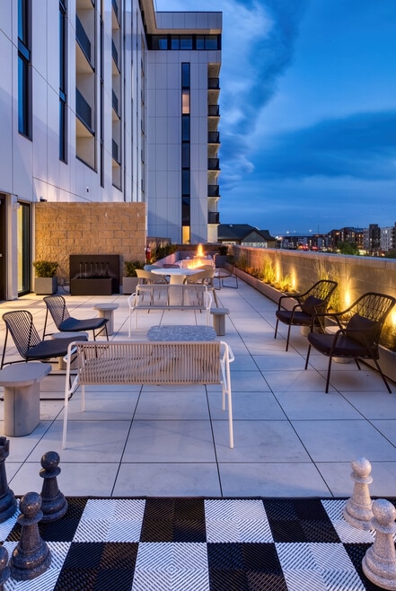 Community terrace with firepits - Brix