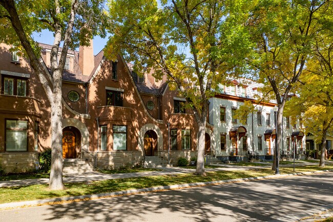 Mixed among single-family homes are attached townhouses.
