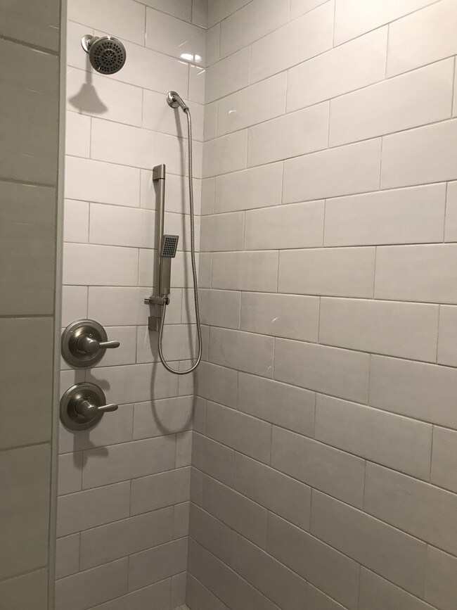 Walk-in Masterbedroom custom glass tile showe - 727 Francis St