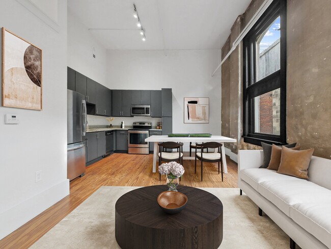 Living Room and Kitchen - The Lamar Lofts