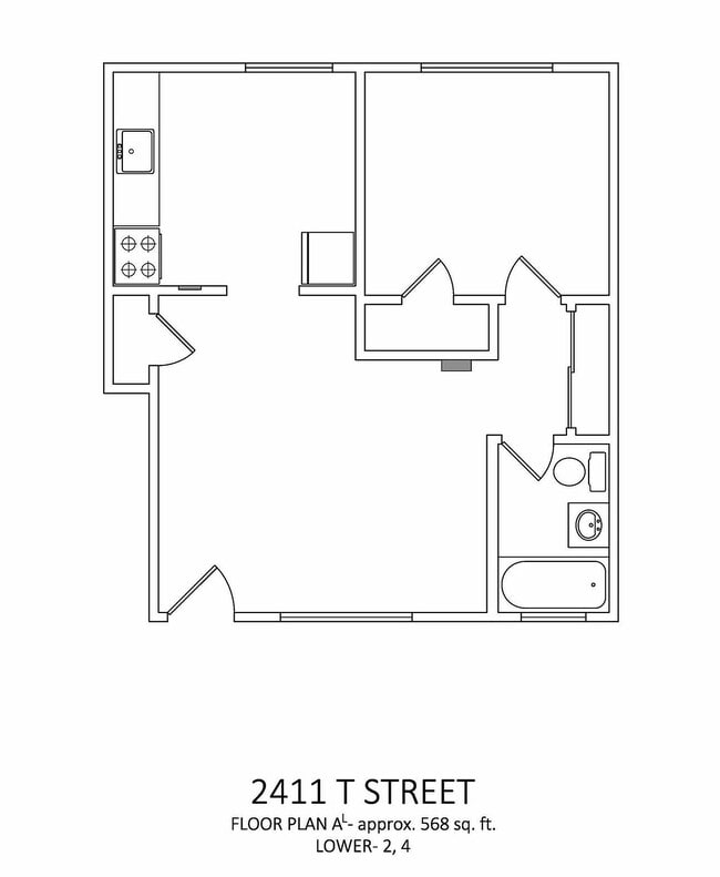 1x1 568 sq ft - Lower - 2411 T Street
