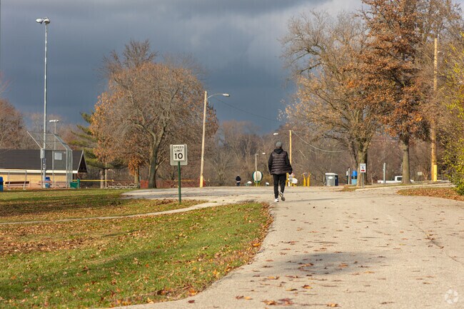 A local goes for a walk around St. Ferdinand Park.