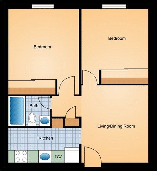 2HAB/1BA - EastSide Apartments