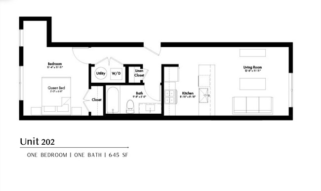 Apartment 202 Floor Plan - The Clermont