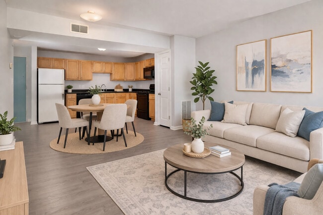Living Room + Eating Area - Elora Flats & Townhomes