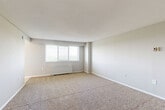 Located at 11225 Oak Leaf Dr in Silver Spring, MD, this one-bedroom, one-bathroom unit offers a practical and well-organized single-floor layout. The living area is generously proportioned, featuring neutral-toned carpet flooring, light gray walls, and clean white baseboards that lend a bright, cohesive feel throughout. A wide multi-pane window allows natural light to filter in, creating an open and airy atmosphere, while a baseboard heating unit ensures comfortable year-round living. The bedroom is notably spacious, easily accommodating a variety of furniture arrangements, and shares the same warm carpeting and understated color palette as the main living area. The kitchen is efficiently designed with white cabinetry, dark-toned countertops, a stainless single-basin sink, and a gas range with overhead ventilation — all set atop light-toned tile flooring. The full bathroom features a tub-shower combination with white tile surround, a vanity with under-sink storage, tile flooring, and a large mirror. A dedicated closet provides added storage convenience. The unit's clean, neutral finishes and functional layout make it a practical and comfortable living space.