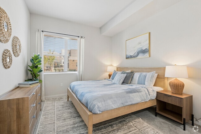 Model D 2BR, 1BA - 860SF - Primary Bedroom - The Grove at Woodlake
