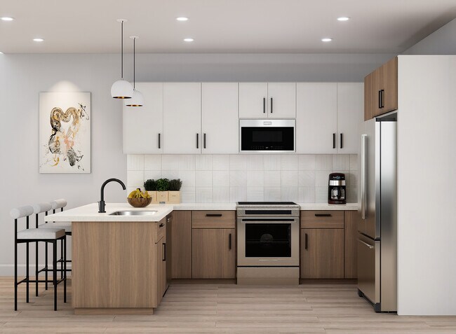 Diseño de gabinetes blancos - Cocina en forma de L - St Mary's & Elmira Flats