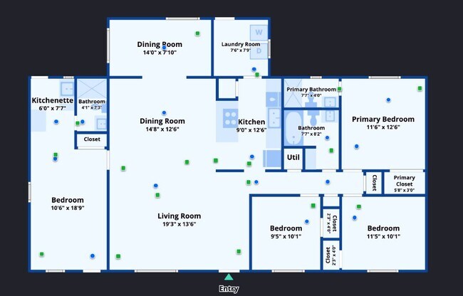 Floor plan of 1808 sqft, featuring 4 bedrooms and 3 baths - 1938 E Palmcroft Dr