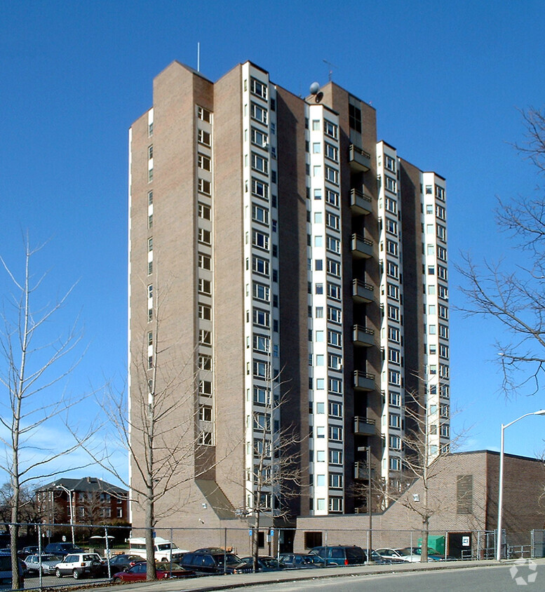 View from the southwest - Belmont Tower Apartments