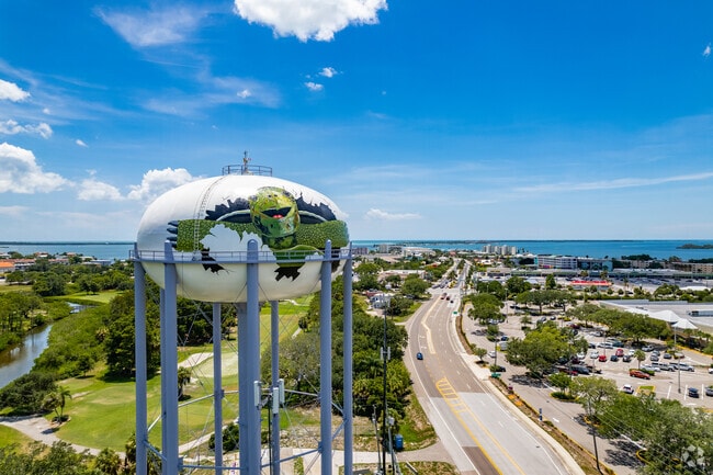 Sylvia the sea turtle water tower is a landmark in Dunedin, FL.