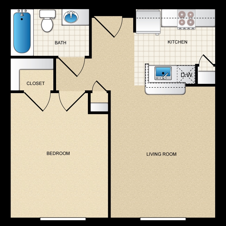 1HAB/1BA - Covenant on the Lakes Senior Apartments