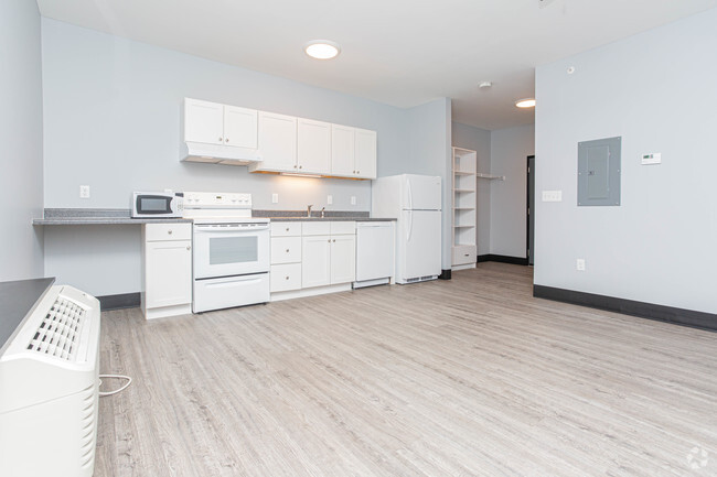 Estudio, 1BA - 376 ft² - Plano de planta y cocina - Arlington Lofts