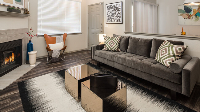 Apartment Living Room with wood floors. - Griffis Lafayette Station