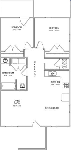 2BR/1BA - Woodcrest Villas