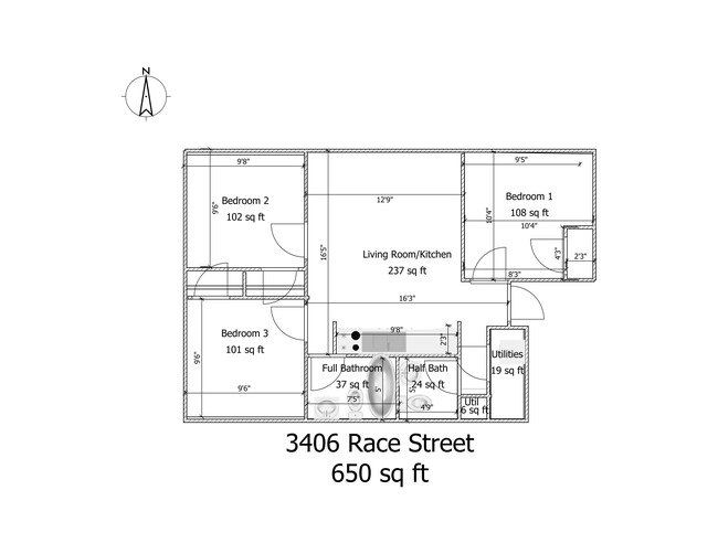 Floor Plan - 3406 Race St