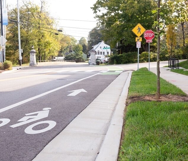 A bike lane in the Island Home neighborhood
